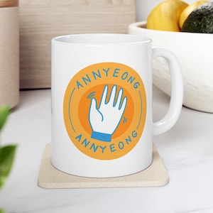 Annyeong Korean Coffee Mug, 안녕 Tea Mug, Hangul Mug, Korean Gift, Korean Hangul Gift, Annyeong Gift, Coffee Mug for Kpop Fans, Cute Tea Mug