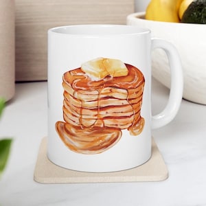 Pancakes Tea Mug, Pancakes Coffee Mug, Cute Pancake Mug, Cute Breakfast Mug, Pancakes Gift, Pancakes Mug Gift, Kawaii Mug, Kawaii Food Mug