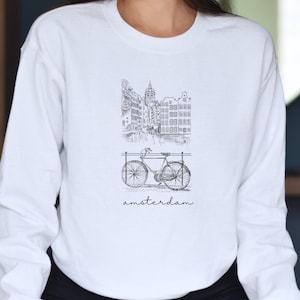 Amsterdam Sweatshirt, Amsterdam Netherlands Crewneck Sweatshirt, Dutch Sweatshirt, Amsterdam Sketch Sweater, Holland Sweatshirt, Dutch Gift