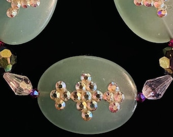 Handcrafted Aqua Quartz Swarovski Crystal Bracelet: Glam Statement Jewelry