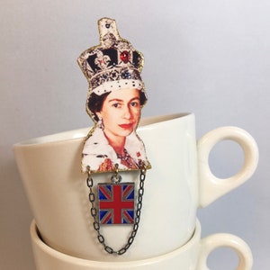 The Queen of England Brooch Pin Queen Elizabeth God Save the Queen Queen Mum Pop Culture Kitsch image 1