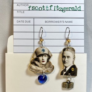 F. Scott Fitzgerald and Zelda earrings The Great Gatsby writer jazz age novel