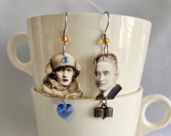 F. Scott Fitzgerald and Zelda earrings The Great Gatsby writer jazz age novel