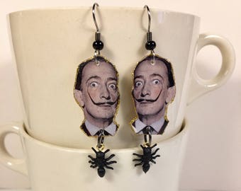 Salvador Dali Earrings mustache surrealism melting clock painter artist