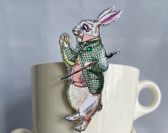 White Rabbit Brooch Alice in Wonderland  Lewis Carroll I’m late