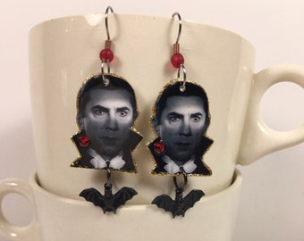 Count Dracula Earrings  Vampire Halloween Kitsch