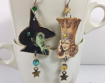 Wicked Witch of the West and Glinda the Good Witch Earrings Wizard of Oz Dorothy Ruby Slippers