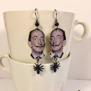 Salvador Dali Earrings mustache surrealism melting clock painter artist image 1