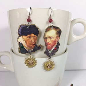 Vincent Van Gogh Earrings self portrait sunflowers starry starry night Dutch post-Impressionist painter