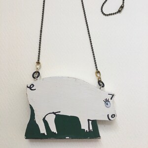 Big Wooden Pig Necklace