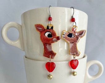 Rudolph and Clarice Earrings     Rudolph the Red Nosed Reindeer