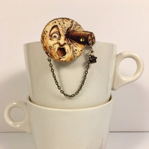 A Trip to the Moon Brooch Le Voyage Dans la Lun Georges Méliès Man in the Moon Rocket Ship