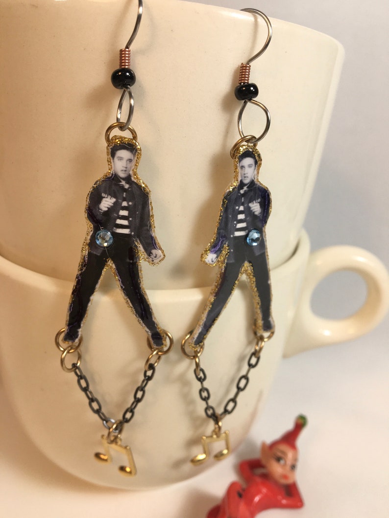 Elvis Presley Earrings Jail House Rock Graceland image 2