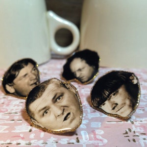 Three Stooges lapel pins tie tacs Moe Larry Curly Shemp slap stick funny