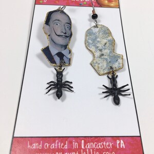 Salvador Dali Earrings mustache surrealism melting clock painter artist image 3