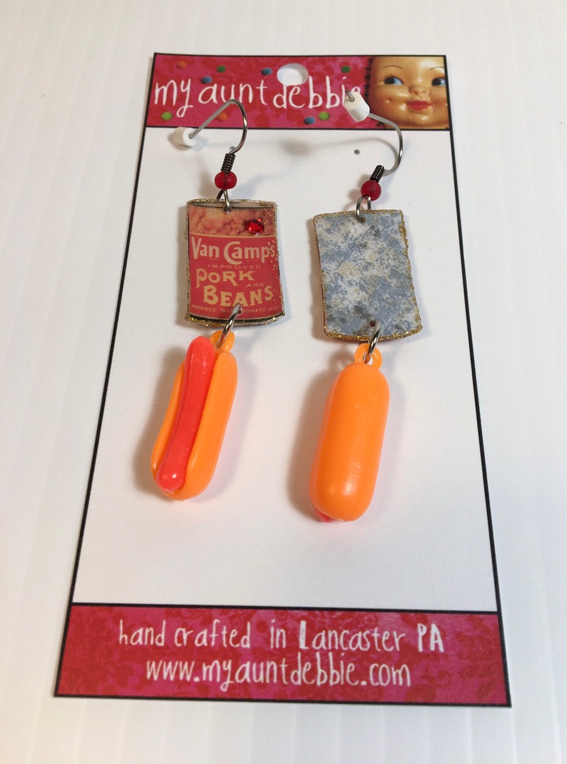 Hot Dog and Baked Beans Earrings Picnic Comfort Food Etsy