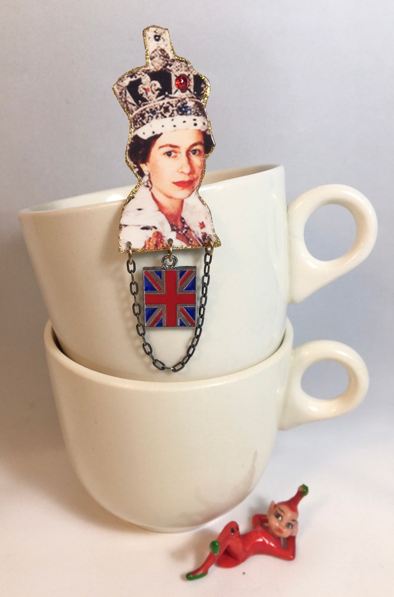 The Queen of England Brooch Pin Queen Elizabeth God Save the Queen Queen Mum Pop Culture Kitsch image 1