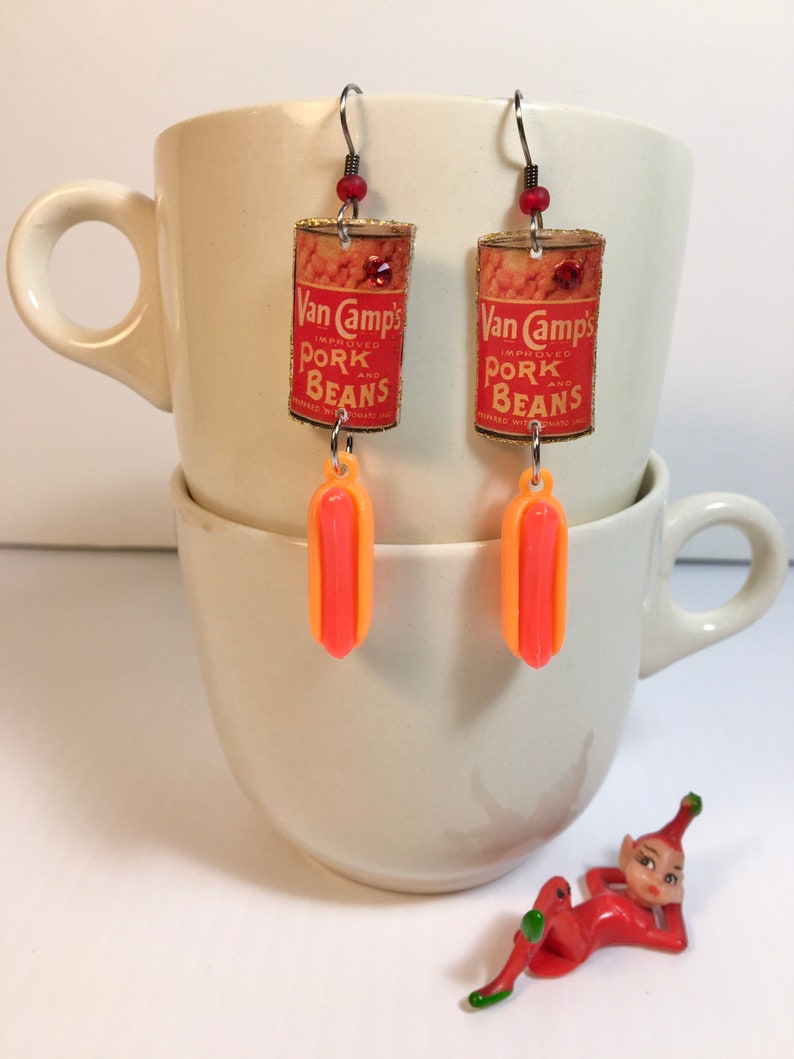 Hot Dog and Baked Beans Earrings Picnic Comfort Food Etsy