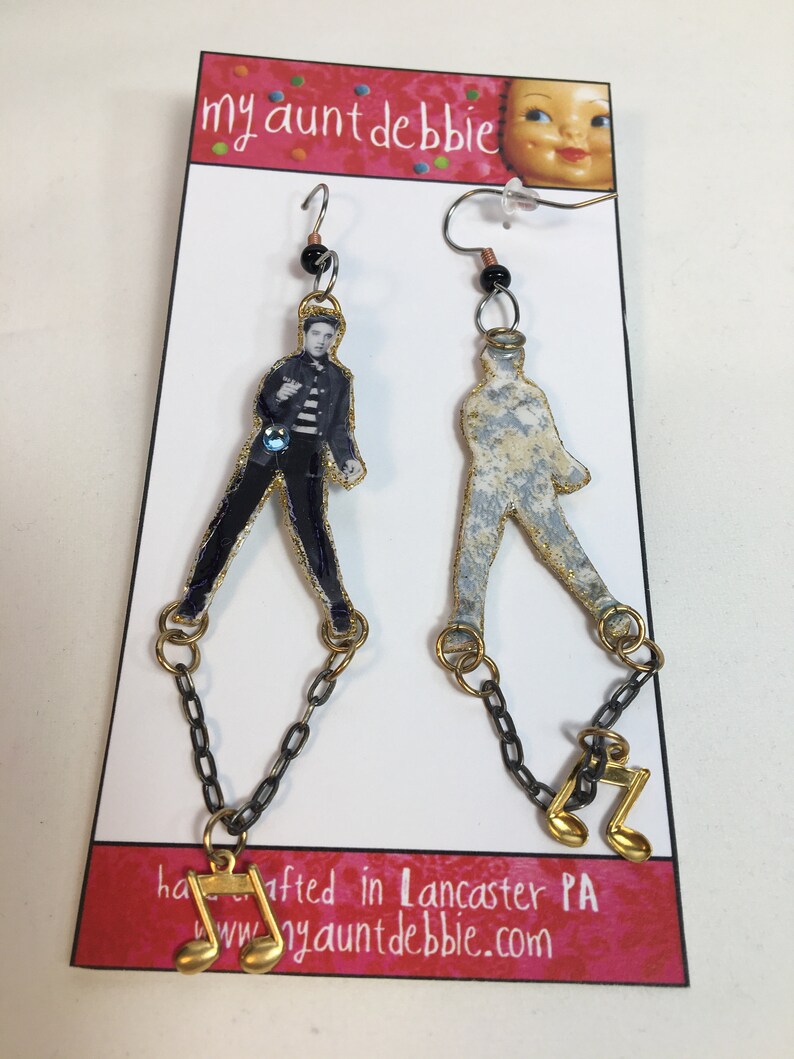 Elvis Presley Earrings Jail House Rock Graceland image 4