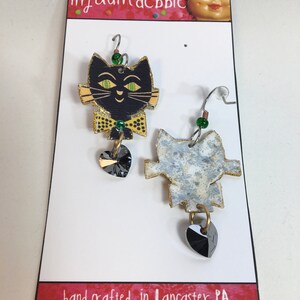 Black Cat Earrings superstition Halloween kitsch image 4