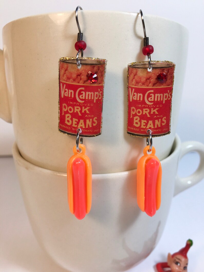 Hot Dog and Baked Beans Earrings Picnic Comfort Food Etsy