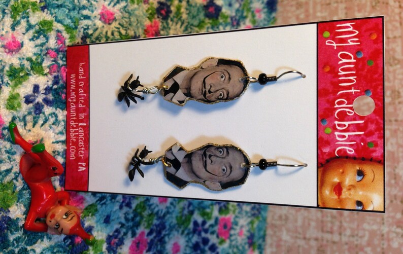 Salvador Dali Earrings mustache surrealism melting clock Etsy