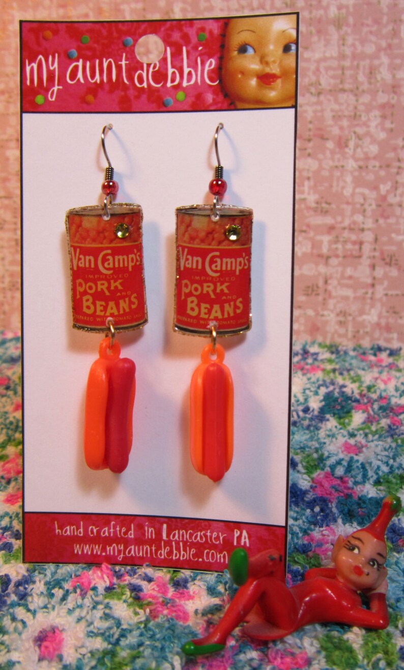 Hot Dog and Baked Beans Earrings picnic comfort food Etsy