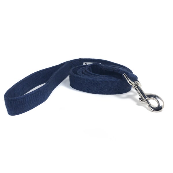 Dog Leash - Navy Blue Herringbone - Blue Leash - Fabric Leash - 4 Foot Dog Leash - 5 Foot Dog Leash - 6 Foot Dog Leash - Dog Lead