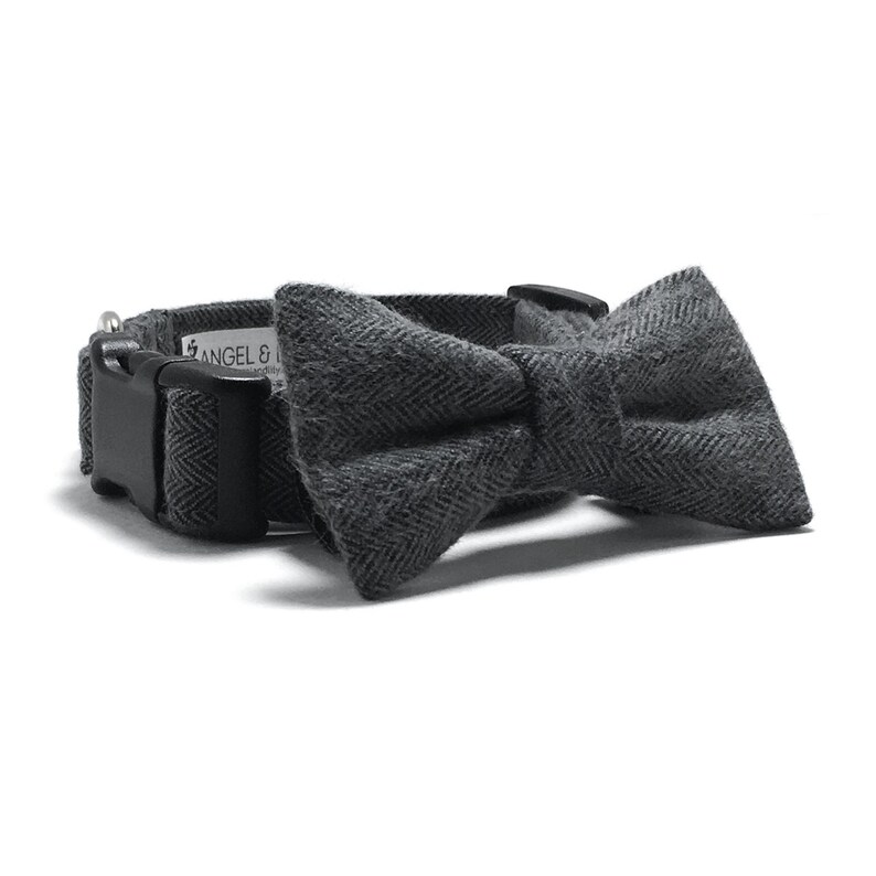 Dog Collar and Bow Tie Set Charcoal Grey and Black Etsy