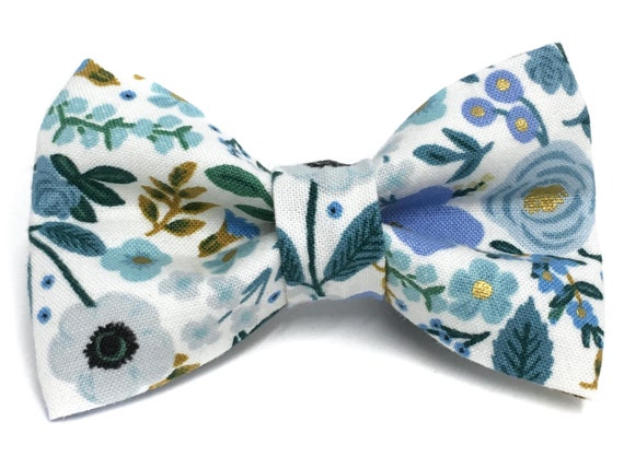Blue and White Floral Dog Bow Tie Rifle Paper Co Primavera | Etsy