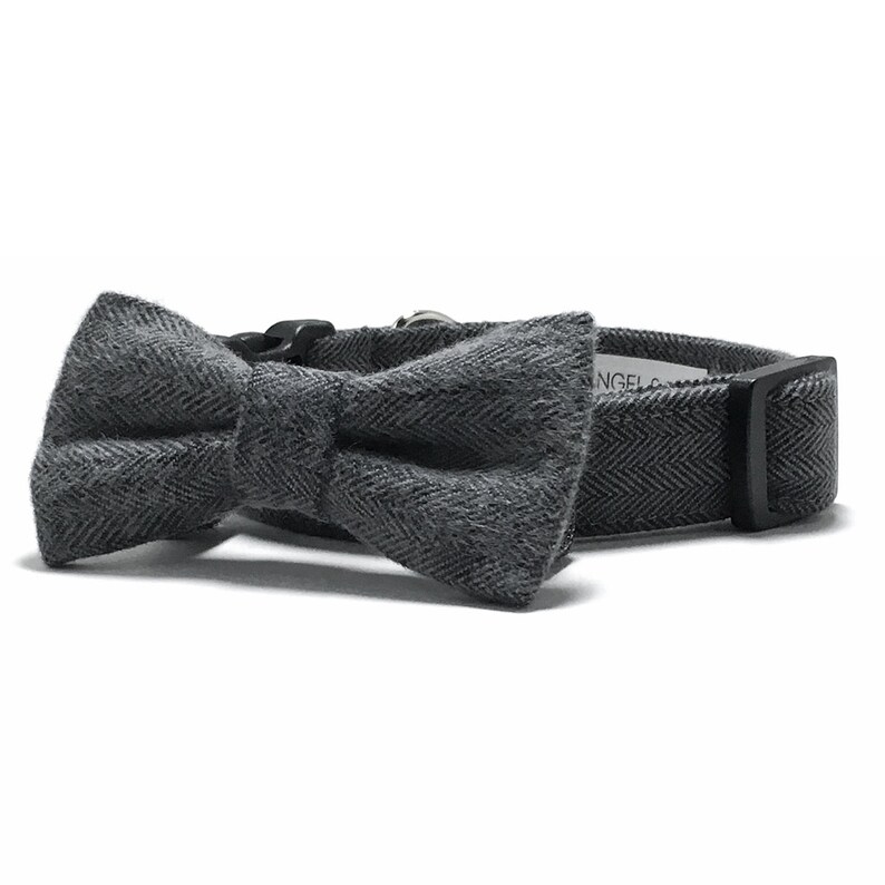 Dog Collar and Bow Tie Set Charcoal Grey and Black Etsy