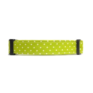 Dog Collar - Green and White Dots - White Swiss Dots - Polka Dot Dog Collar - Lime Green Dog Collar - Fabric Dog Collar - Dotted Dog Collar