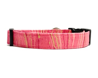 Coral Pink and Gold Agate Dog Collar - Girl Dog Collar - Boy Dog Collar - Wedding Dog Collar - Small Dog Collar - Large Dog Collar