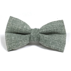 Olive Green Herringbone Dog Collar Bow Tie - Wedding Dog Bow - Bridal Dog Bow - Herringbone Tweed - Collar Accessory - St Patricks Day