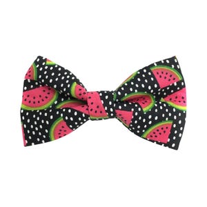 Watermelon Dog Bow Tie, Black Dog Bow Tie with White Dots and Watermelons, Summer Dog Bow Tie, Food Dog Bow Tie, Dog Photo Prop