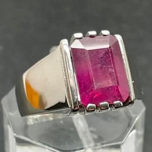 Mens Ruby Ring Emerald/Mens Ruby Ring Emerald Cut Ruby With Sterling Silver 925 Ring Gifts For Him