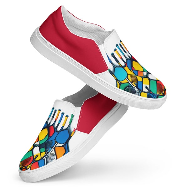 The Painted Rackets Men’s Red Slip-on Canvas Deck Shoes.