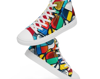 The Painted Rackets Women’s Canvas High Tops.