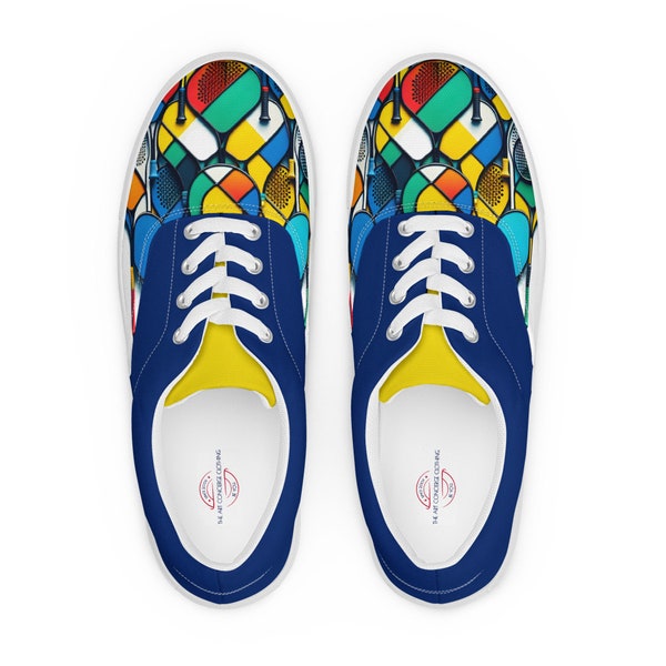 The Painted rackets Men’s Blue Lace-up Canvas Deck Shoes.