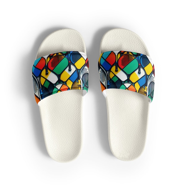 The Painted Rackets Unisex Slides.