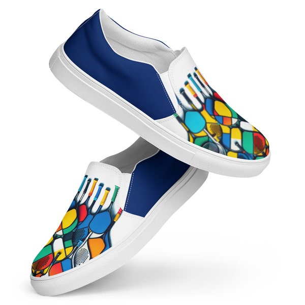 The Painted Rackets Men’s Blue Slip-on Canvas Deck Shoes.