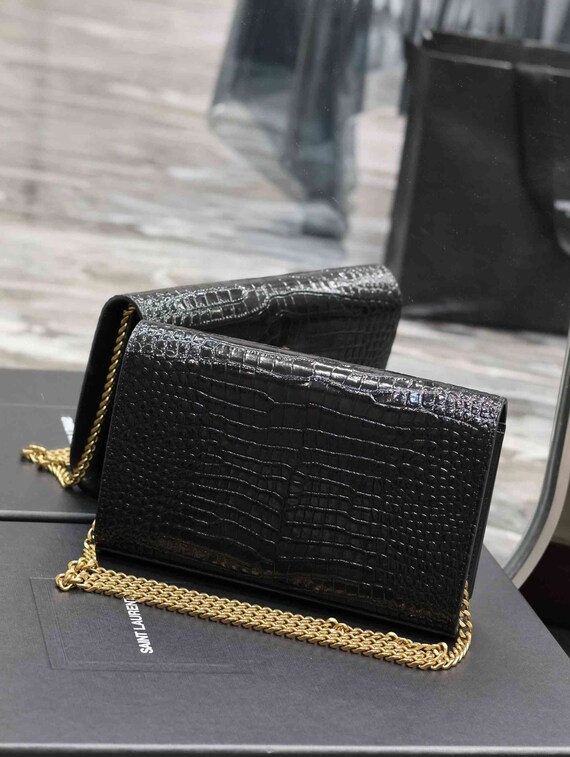 Vintage YSL Cassandre Crocodile Bag Black Gem