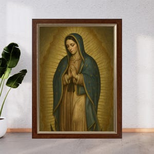 Our Lady of Guadalupe Wall Art Print , Blessed Virgin Mary, Catholic Devotional Poster, Realistic Virgin Mary Painting, Religious Home Decor