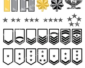 軍の階級章 (シェブロン、陸軍の標識)。Cricut 用のカット ファイル
