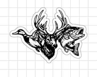 Deer Duck Bass Hat Patch SVG: Hunting Fishing Outdoors Emblem (Digital Download)