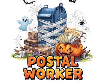 Halloween-postarbetare PNG: Spöklik brevlådeclipart (digital nedladdning)