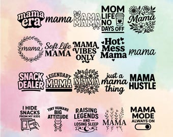 Mama SVG Bundle, lustige Mutter Leben Zitate, Mutterschaft Shirt Schnittdatei (PNG, EPS)