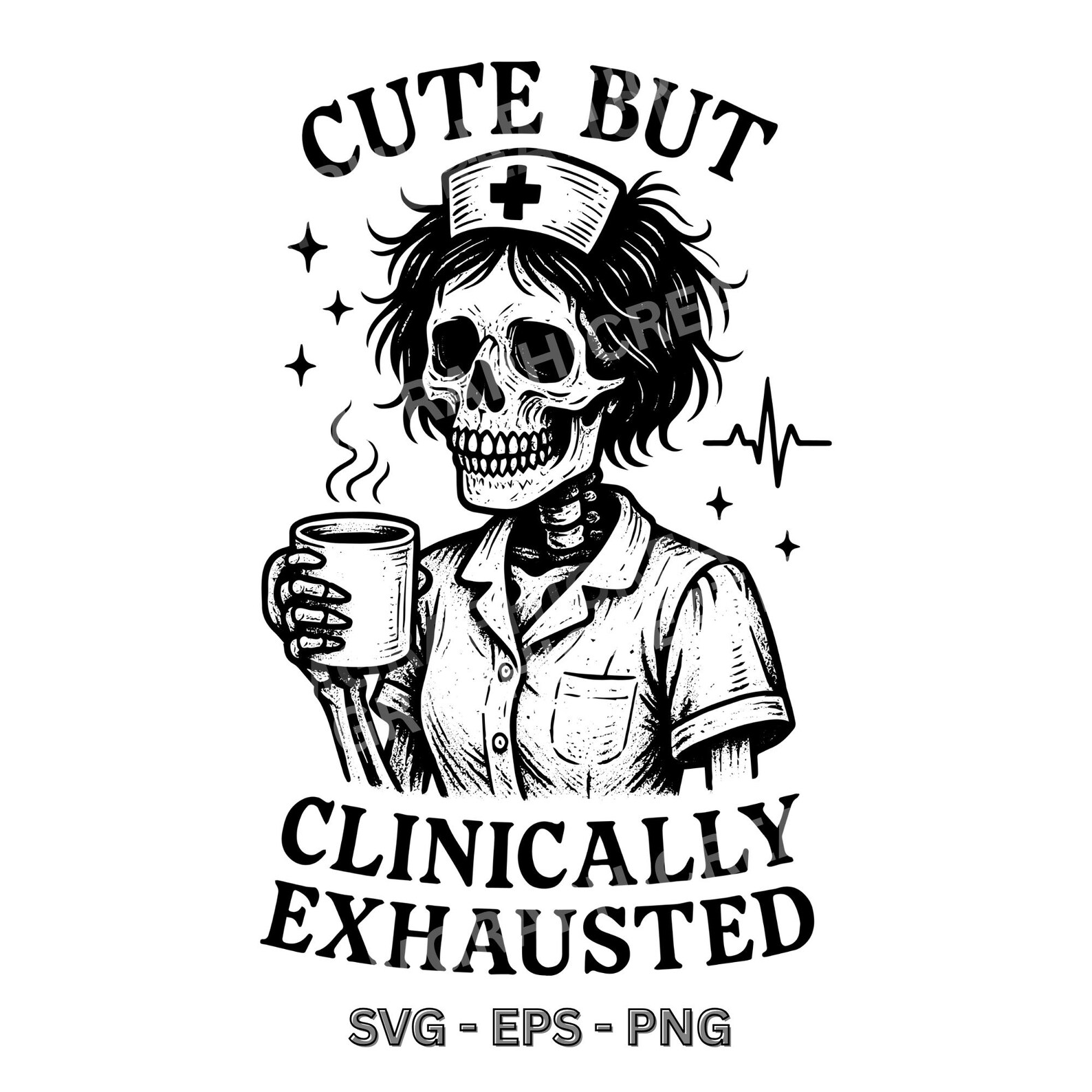 Skeleton Nurse Svg, Clinically Exhausted RN Humor, Medical Burnout ...