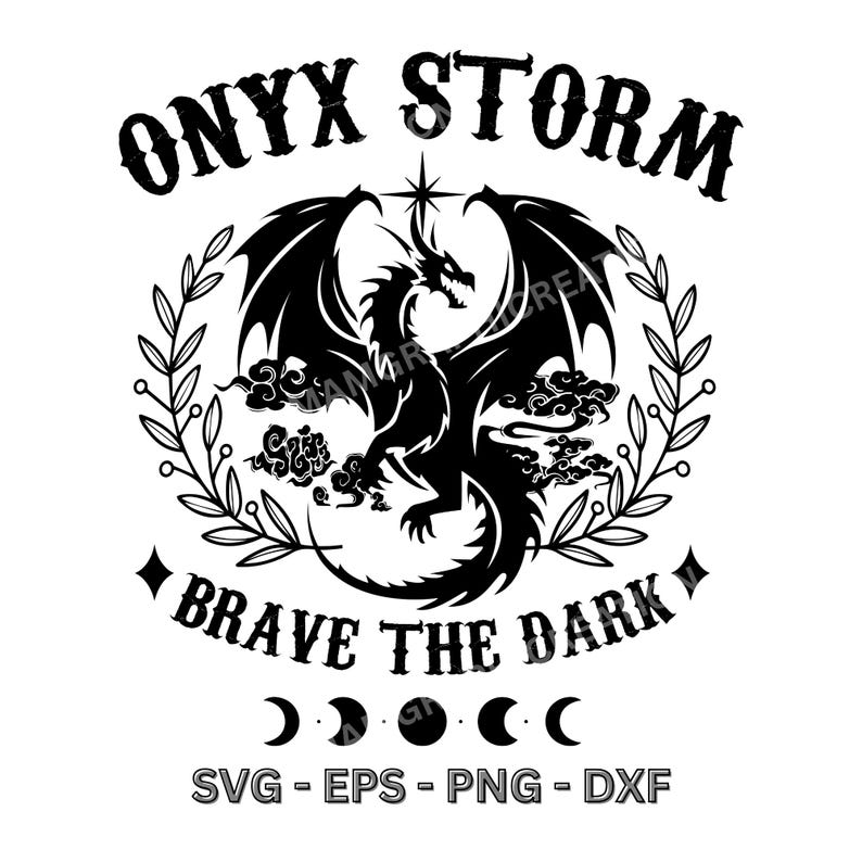 Onyx Storm Dragon SVG, Fourth Wing Shirt Design, Romantasy (svg, png, eps) image 1