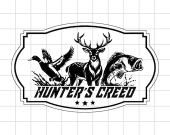 Hunter's Creed Wildlife Outline: Toppa per cappello in pelle incisa al laser SVG